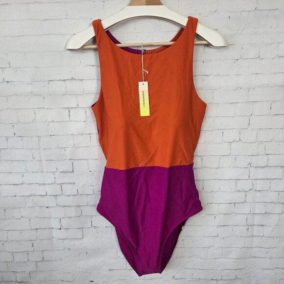Summersalt Cove OP Womens One Piece Swimsuit Size 12 Orange Magenta Color Block - Picture 2 of 9